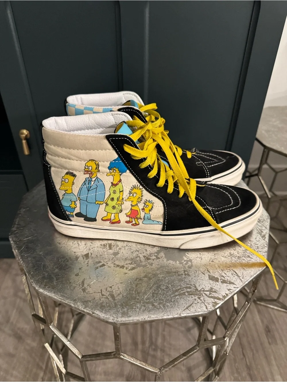 Vans High-Top Simpsons Sneakers in Black, Yellow, and Blue